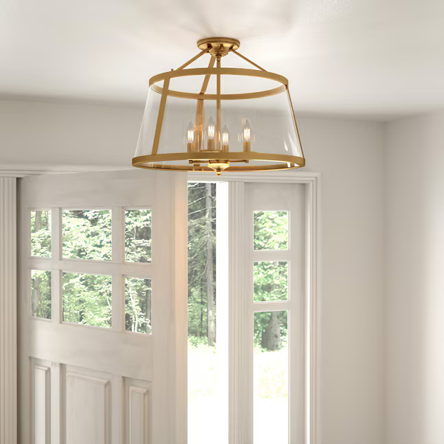 Quoizel Barlow 4-Light 16-in Weathered Brass Semi mount light | Lowe's