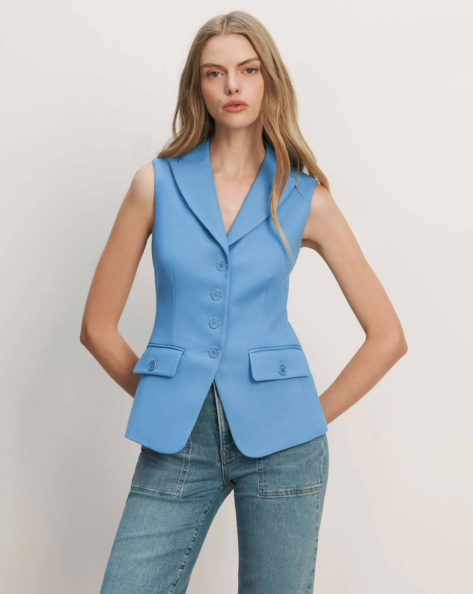 Veronica Beard Benny Tailored Vest Blue Jasper | Veronica Beard