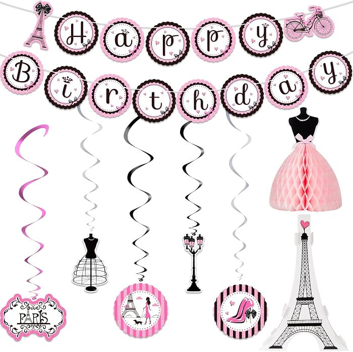 Outus Paris Birthday Party Decorations Set, Eiffel Tower Themed Decoration for Oh La La Baby Show... | Amazon (US)