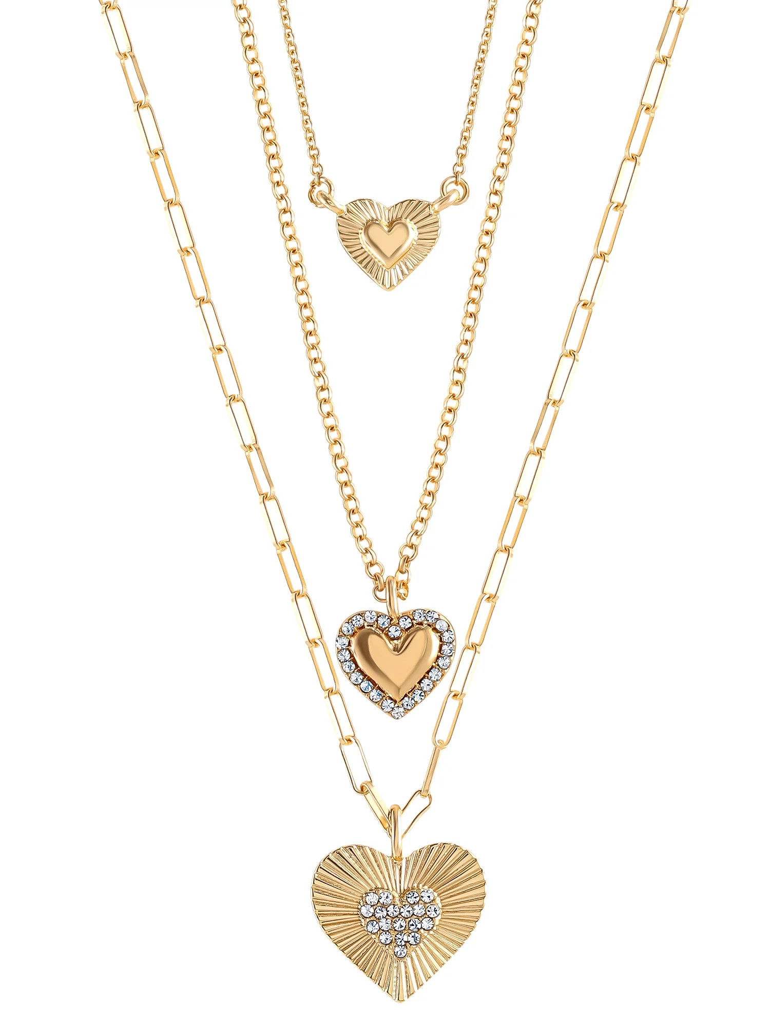 Jessica Simpson Fashion Gold Metal Layer Heart Necklace | Walmart (US)