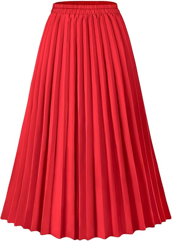 Womens Skirt Leopard Print Midi Long Shirring Skirts High Waisted A Line Skirts | Amazon (US)