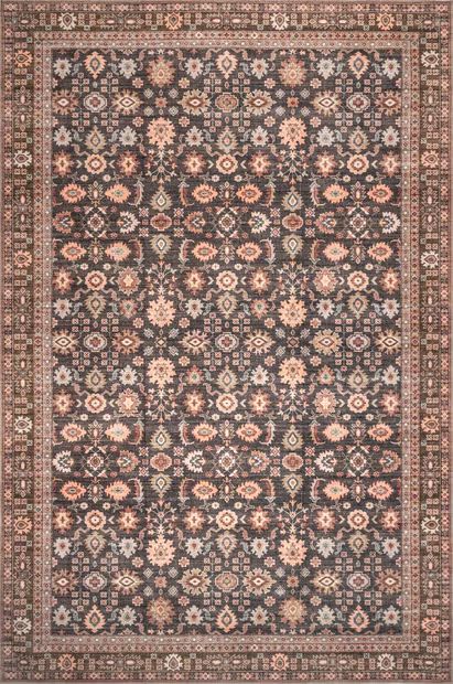 Beige Claire Washable Floral 6' x 9' Area Rug | Rugs USA