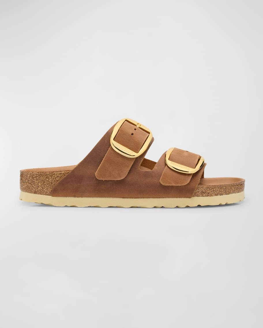 BIRKENSTOCK Arizona Leather Dual-Buckle Slide Sandals | Neiman Marcus