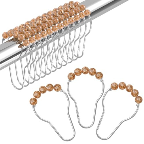 Amazer Shower Curtain Hooks, Decorative Shower Curtain Hooks, Amber Shower Curtain Rings Rustproof Stainless Steel Shower Hooks for Shower Curtain Liner Shower Rod Hook 12pcs | Amazon (US)