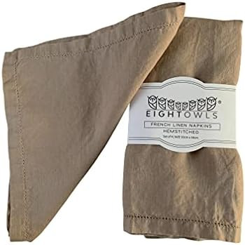 Hemstitched Linen Napkins – 20 Inch x 20 Inch – Stonewashed Pure Linen Cloth Dinner Napkins w... | Amazon (US)
