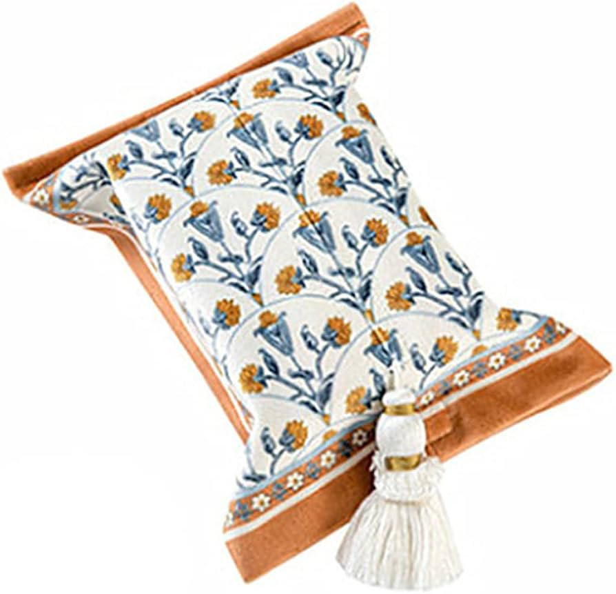 Retro Tissue Box Cover Holders Simple Printing Tissue Box Soft Tissue Storage Bag Napkin Dispense... | Amazon (US)