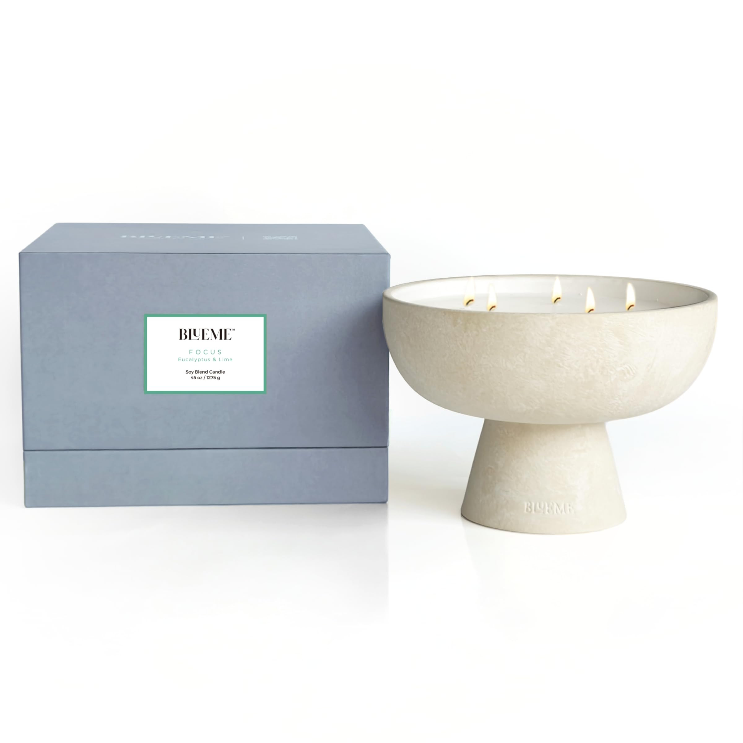 Blueme Focus Candle | Eucalyptus & Lime | 5 Wick - Refillable Wellness Candle with Essential Oils... | Amazon (US)