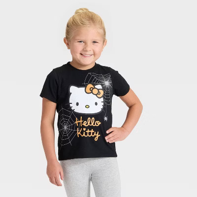 Toddler Girls' Hello Kitty Spider Halloween T-Shirt - Black 4T | Target