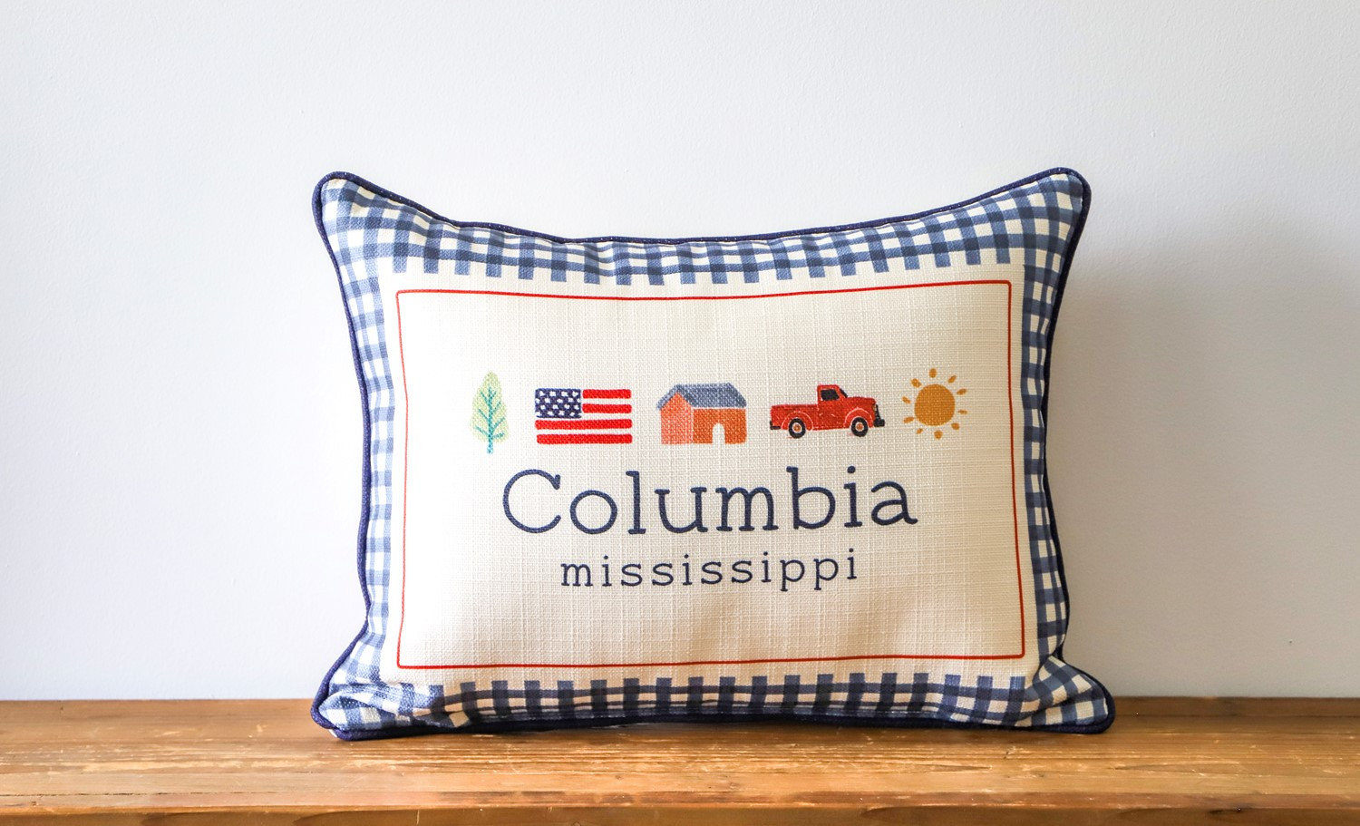 Gingham Americana Hometown Pillow | Little Birdie | Little Birdie