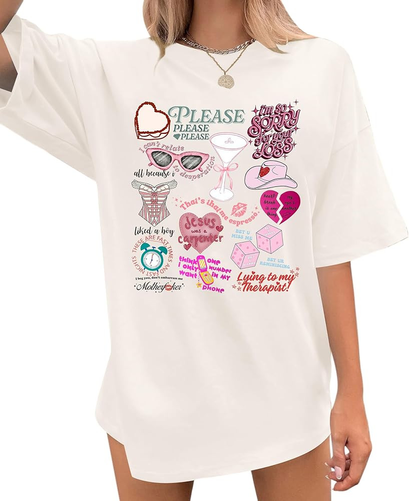 Country Music Shirt for Women Concert Outfit Shirt Oversized Music Lover Short Sleeve Tops | Amazon (US)