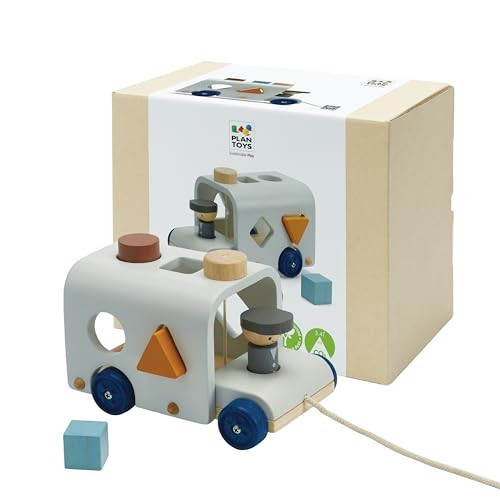 PlanToys® Wooden Shape Sorting Bus Toy for Kids Ages 3+ | Montessori Pull Along & Colour Learning Activity for Sorting, Coordination & Fine Motor Skills | Eco-Friendly Educational Playset | Amazon (US)
