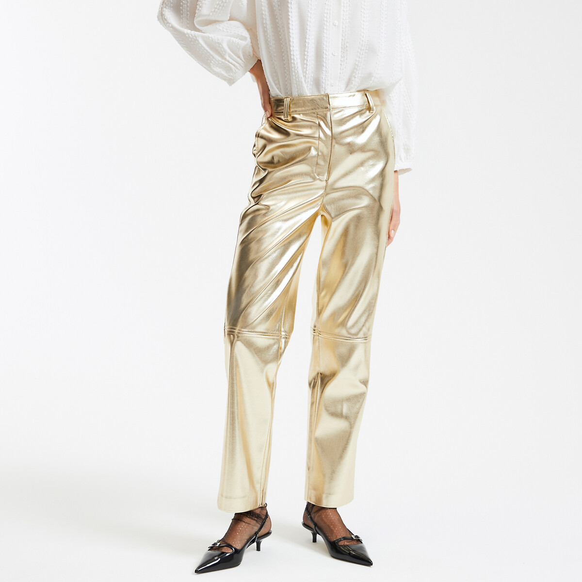 Metallic Straight Trousers | La Redoute (UK)