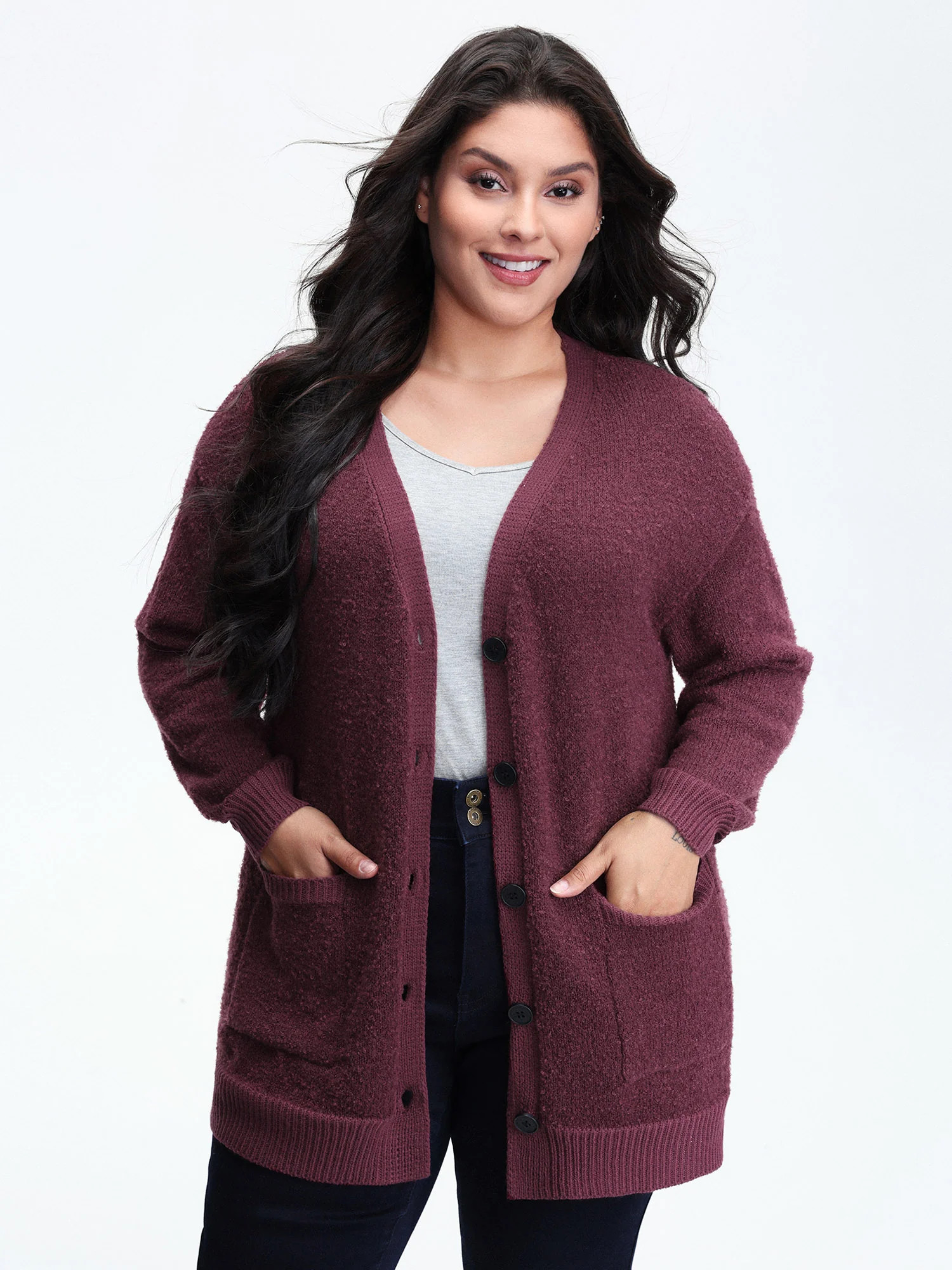 Textured Button Pockets Knit Cardigan | Bloomchic