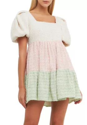 ENGLISH FACTORY Color Block Tweed Mini Dress | Belk