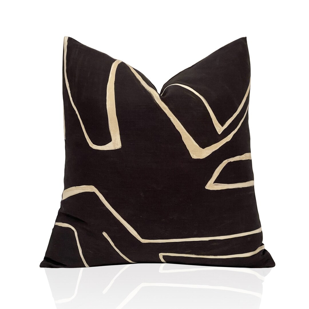 Kelly Wearstler Graffito Pillow Cover in Onyx/Beige, Black Pillow, Cushion Sham, Lee Jofa Pillow | Etsy (US)