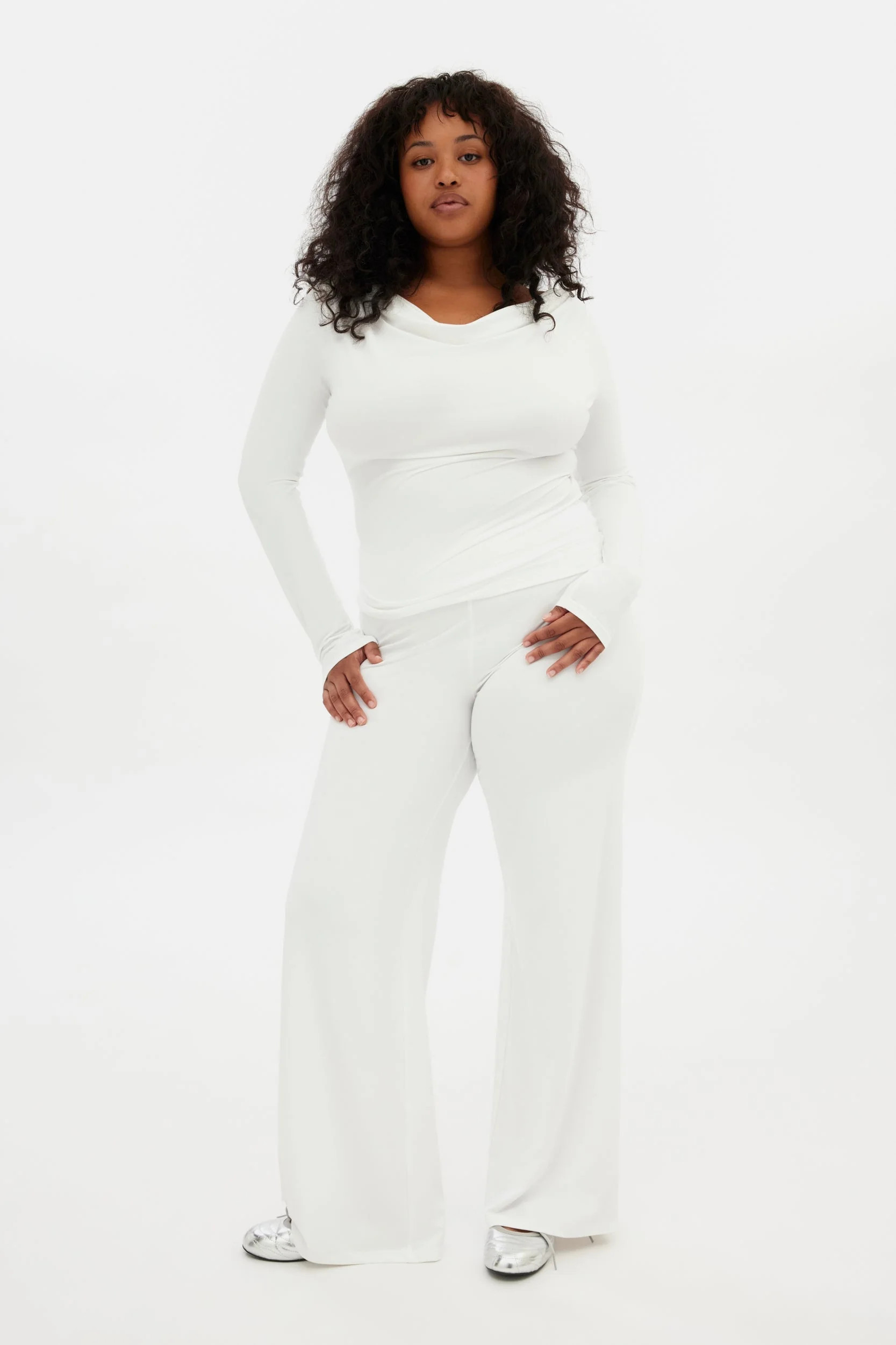 White Ayden Cowl Neck Top | Girlfriend Collective