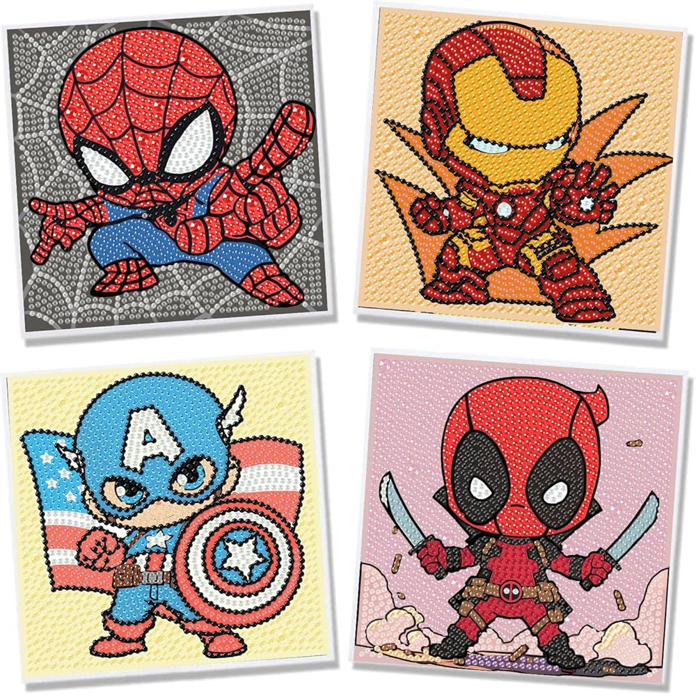 4 Pack Cartoon Diamond Art Kits for Kids-Cartoon Diamond Art Painting Kits for Girls, Crafts for ... | Amazon (US)