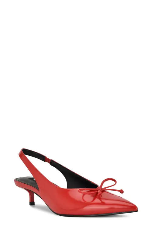 Nine West Evaa Slingback Pointed Toe Kitten Heel Pump in Medium Red at Nordstrom, Size 10.5 | Nordstrom