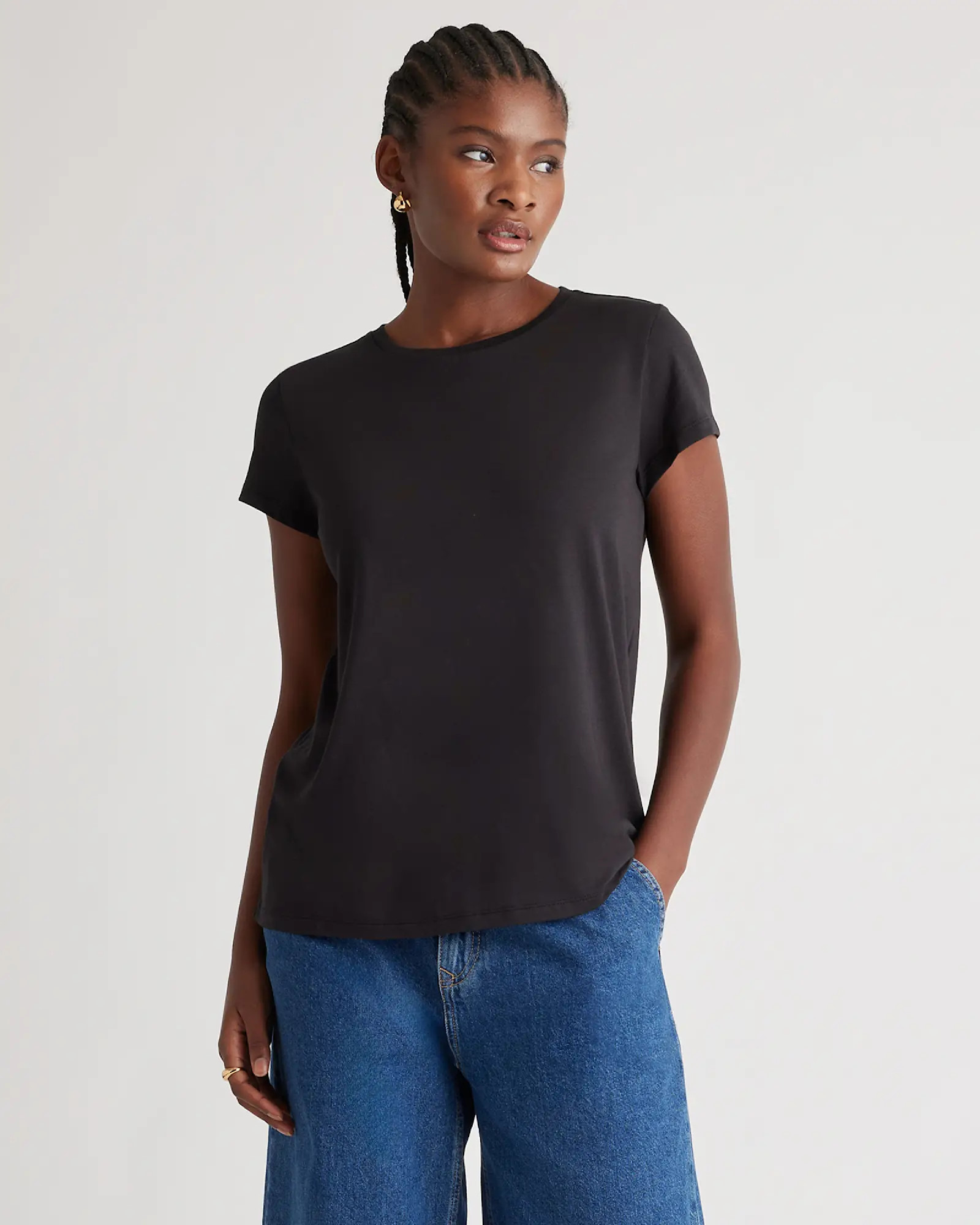 Cotton Modal Crewneck Swing Tee | Quince