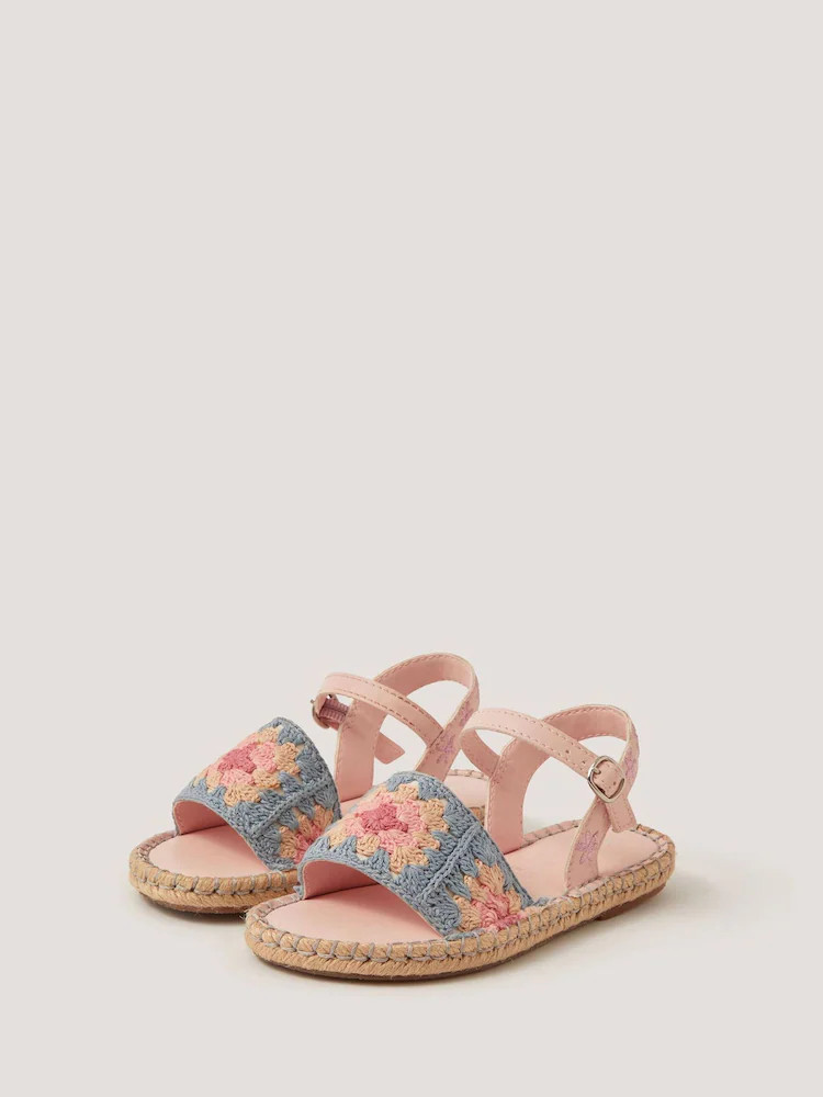 Monsoon Pink Crochet Flower Espadrille Sandals | Next US