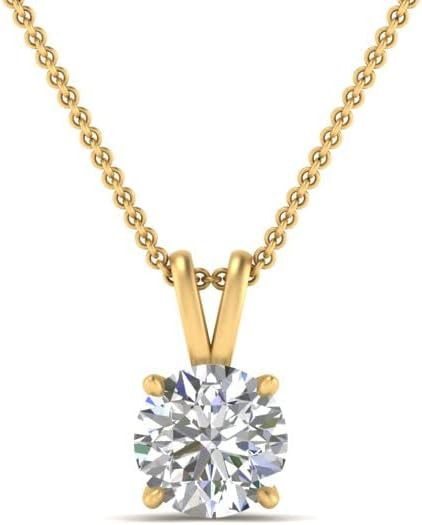 14K Gold 1/2-5 Carat LAB GROWN Diamond Solitaire Pendant IGI Certified 4 Prong Diamond Pendant Ne... | Amazon (US)