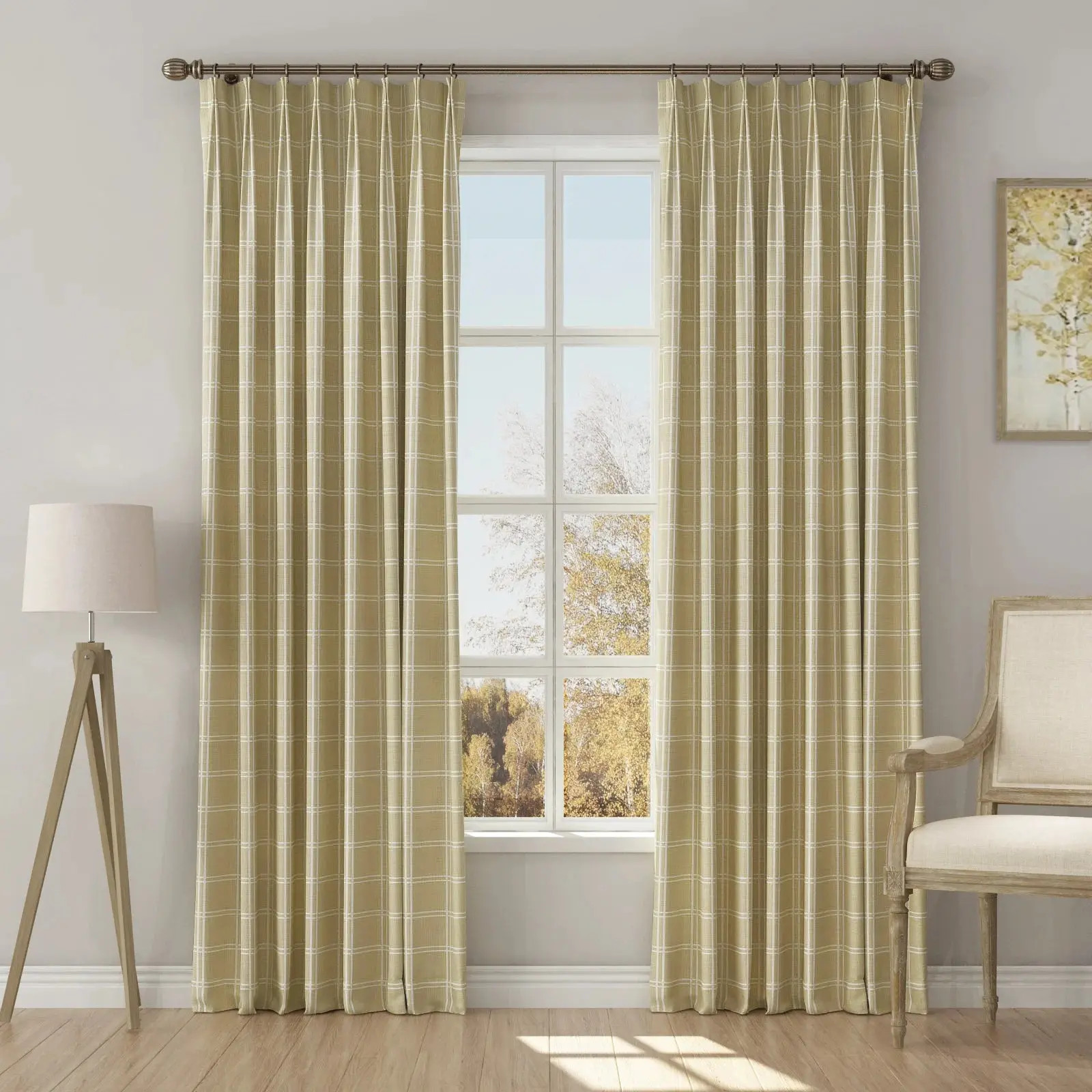 Stefana Silber Print Linen Blend Curtain Drapery Pleated | TWOPAGES