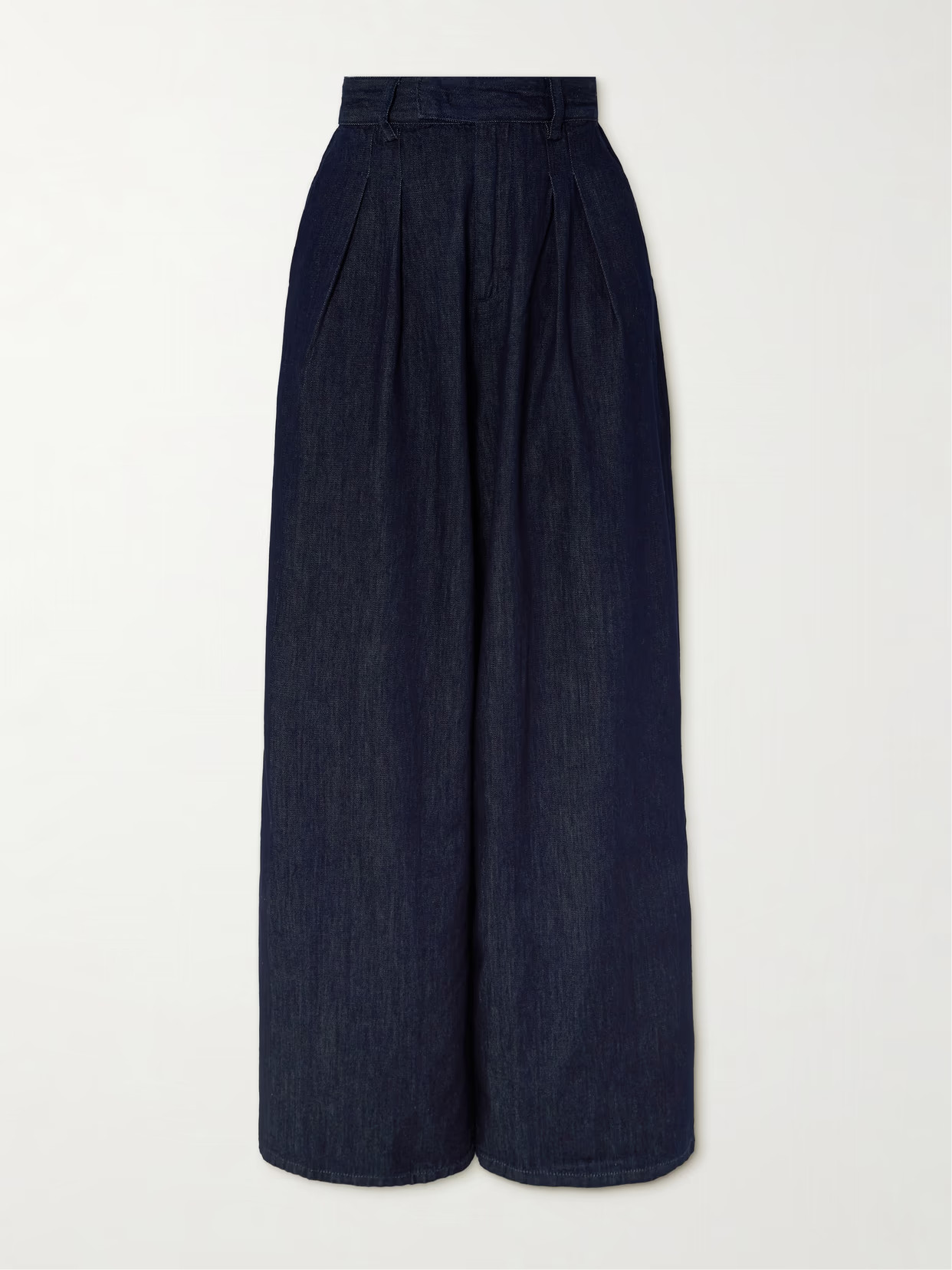 The Frankie Shop - Nolan Pleated Denim Wide-leg Pants - Blue | NET-A-PORTER (US)