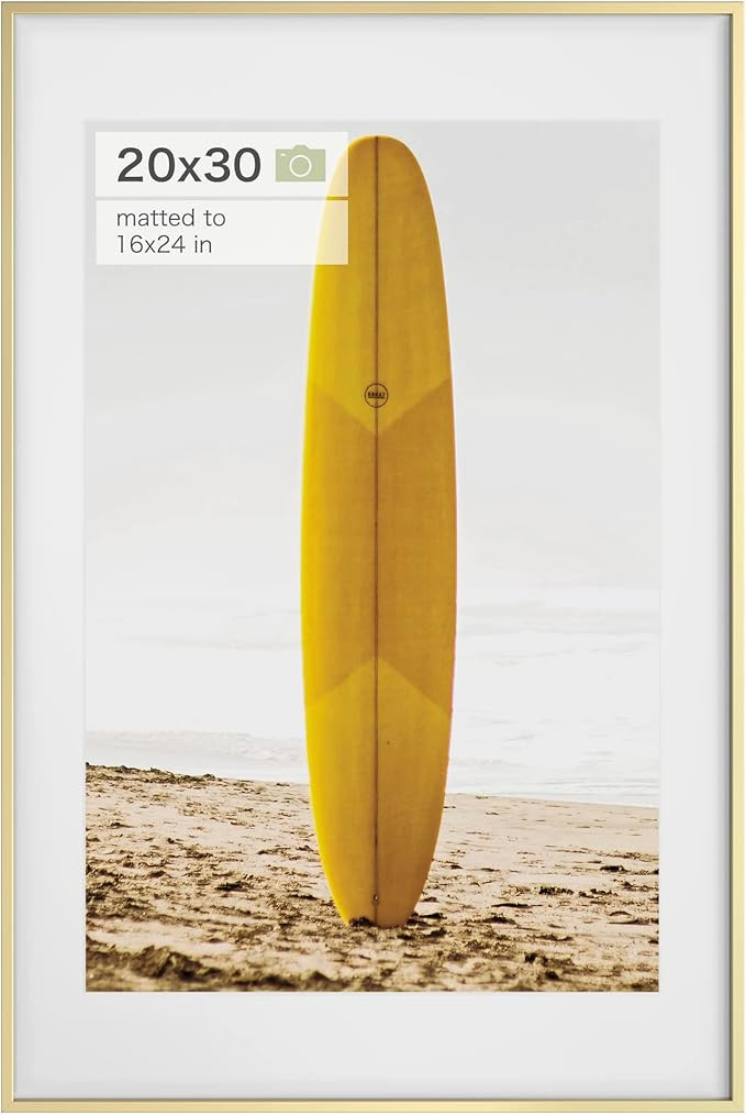 Homeforia 20x30 Frame Gold, Premium Metal 20 x 30 Picture Frame Matted to 16x24 Photo, Large Pict... | Amazon (US)