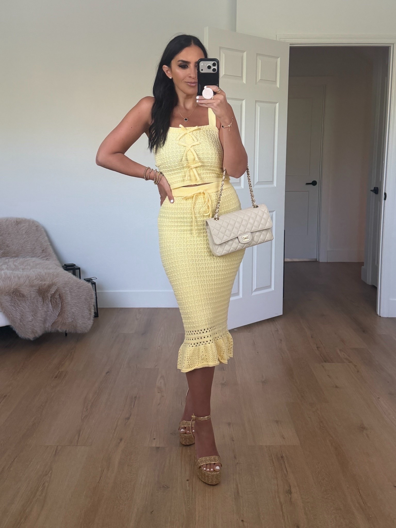 Madden NYC Women's Crochet Tank Top and Skirt Set wearing size small only $26