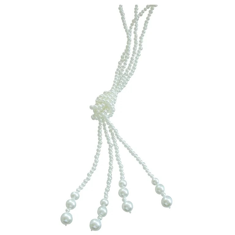 Time and Tru Women's Faux Pearl Adjustable Knot Tassel Necklace | Walmart (US)