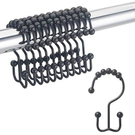 DAWNER Rust Proof Shower Curtain Hooks Rings, Stainless Steel Shower Curtain Rings Metal Double Glid | Amazon (US)