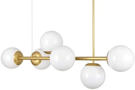 Linea di Liara Caserti Mid Century Modern Chandelier Island Light - Satin Brass W/ Milk Glass Glo... | Amazon (US)
