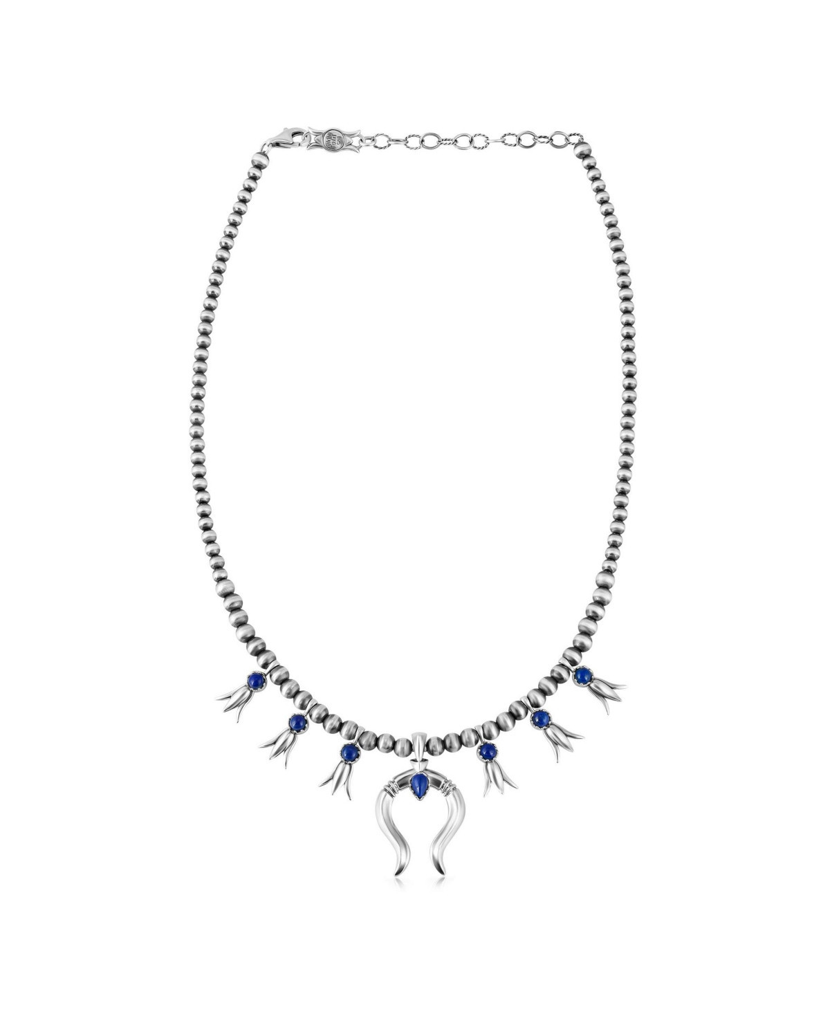 American West Jewelry Sterling Silver Lapis Beaded Squash Blossom Necklace, 16 to 19 Inches | Macy's