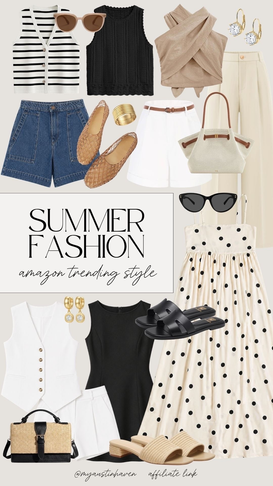 Amazon summer outfit finds I’m loving for easy warm-weather styling. 🤍

Summer outfit, summer fashion, Amazon fashion, Amazon outfit, summer style, vacation outfit, resort wear, beach outfit, neutral outfit, polka dot dress, linen pants, white shorts, denim shorts, crochet top, striped vest, woven flats, slide sandals, straw bag, accessories, gold earrings, sunglasses, warm weather style, casual outfit, dressy casual outfit, outfit inspo.

#LTKootd #LTKdayinmylife #LTKgrwm