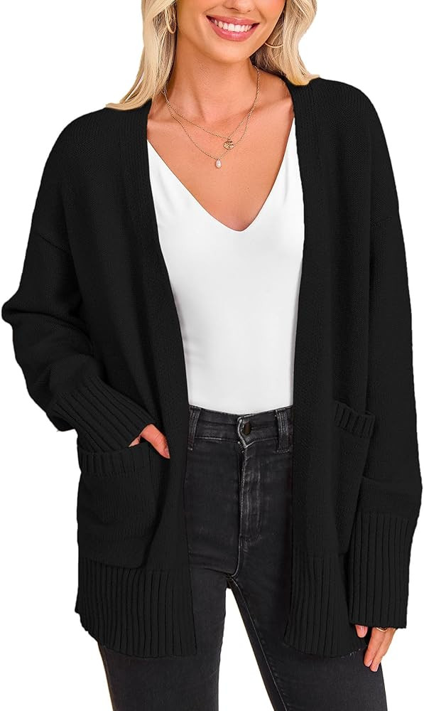 PRETTYGARDEN Women's 2024 Fall Fashion Knit Cardigan Sweaters Long Sleeve V Neck Open Front Winte... | Amazon (US)