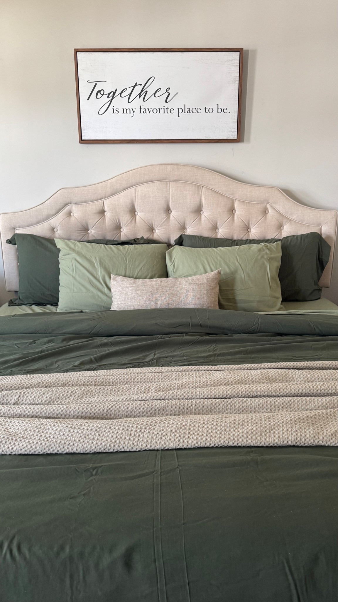 New green bedding for our king size bed! Decided to try something different in our master bedroom, and I’m loving this green monochromatic look. Perfect for spring but I’ll look good all year long! 

#LTKmomlife #LTKSeasonal #LTKHome