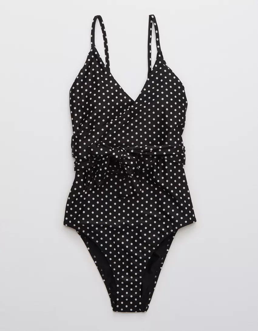 Aerie Printed Wrap One Piece Swimsuit | American Eagle Outfitters (US & CA)