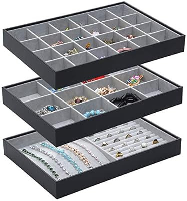 Stackable Jewelry Organizer Trays Accessories Storage Box for Drawer Dresser Wardrobe, Gadgets Di... | Amazon (US)