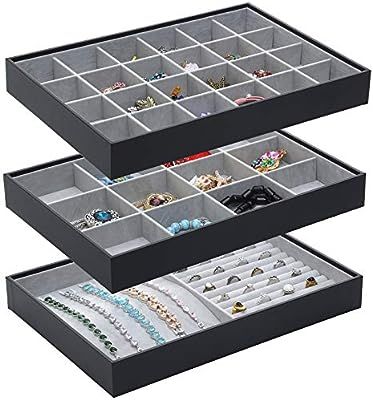 Stackable Jewelry Organizer Trays Accessories Storage Box for Drawer Dresser Wardrobe, Gadgets Di... | Amazon (US)