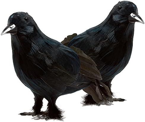 Prextex Realistic Looking Halloween Decoration Birds Black Feathered Crows Halloween Prop Décor (2-P | Amazon (US)