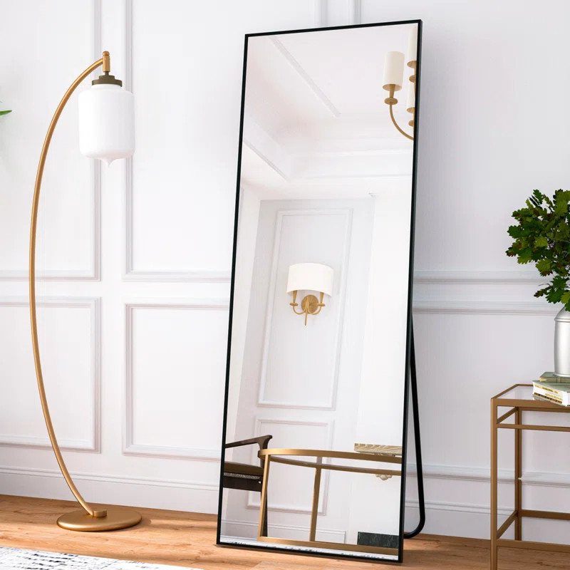 Aluminum Alloy Framed Full Length Mirror with Stand Rectangle Wall Mirror | Wayfair North America