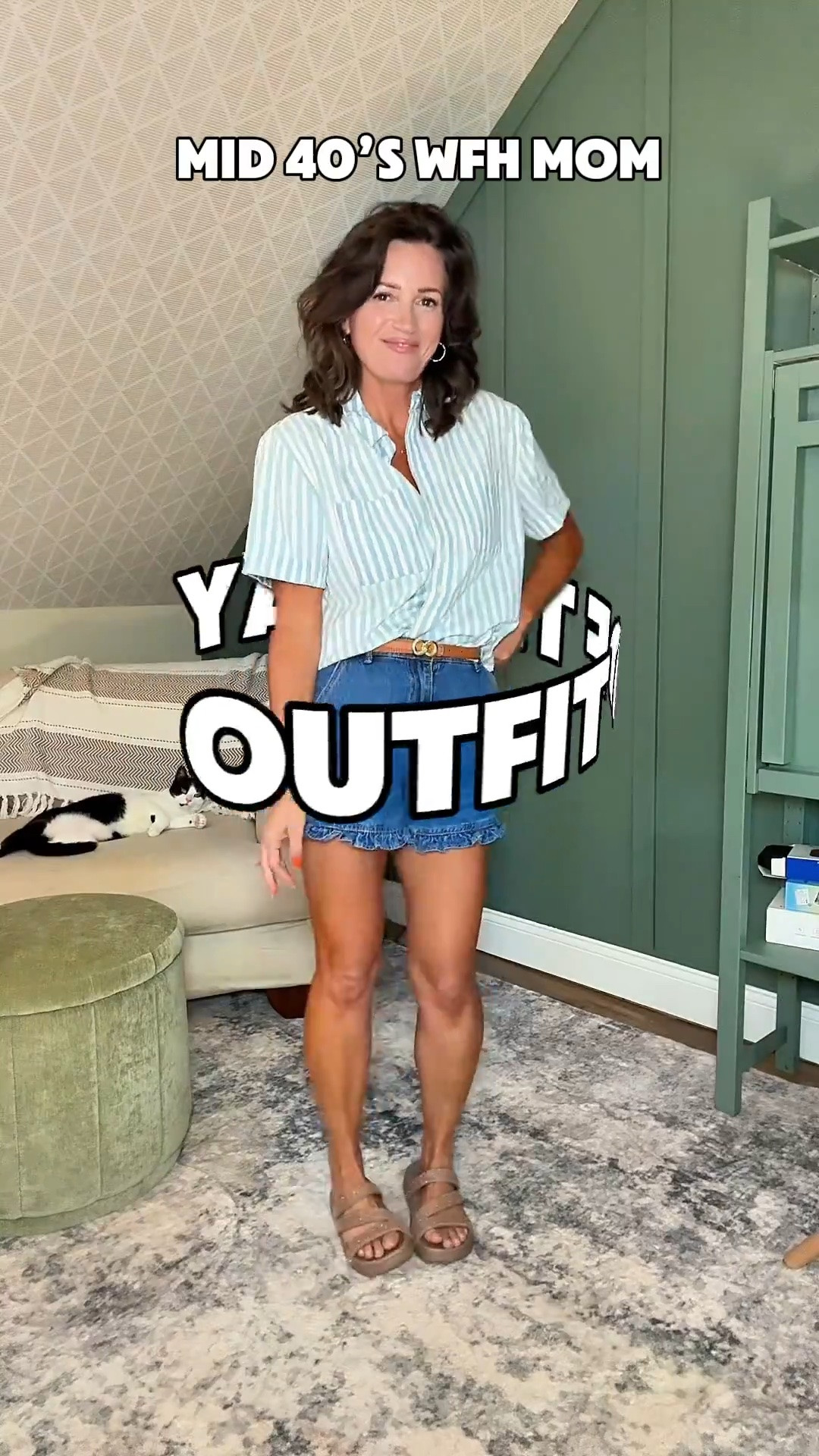 Easy outfit idea pairing a simple button up blouse with denim. I’ve lived in these ruffle hem denim shorts this summer! Not too short and a little more polished looking versus cut off denim. 

WFH outfit, business casual workwear, ruffle hem denim, denim shorts, short sleeve blouse, crocs sandals.

#LTKootd #LTKOver40 #LTKWorkwear