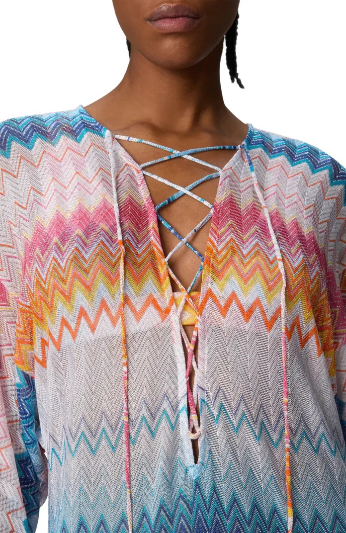 Long Cover-up In Zigzag Lamé Viscose Blend | Nordstrom