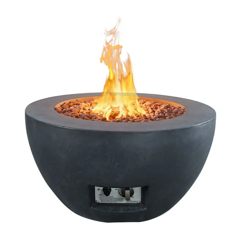 Kante  25 Inch Wide Round Concrete and Metal Outdoor Eco-Friendly Smokeless 50,000 BTU Propane Ga... | Walmart (US)