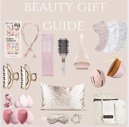 Beauty Gift Guide. #beauty #heatlesscurlers #brush #makeup #blender #silkpillowcase #makeupremoverpads @kitsch 

#LTKbeauty #LTKGiftGuide #LTKHoliday