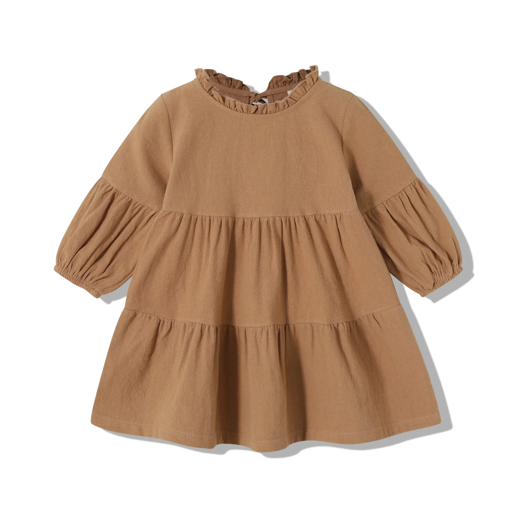 Happy Town Toddler Baby Girls Dress 6M-4T Fall Winter Long Sleeve Dress Lantern Solid Color Girls... | Walmart (US)