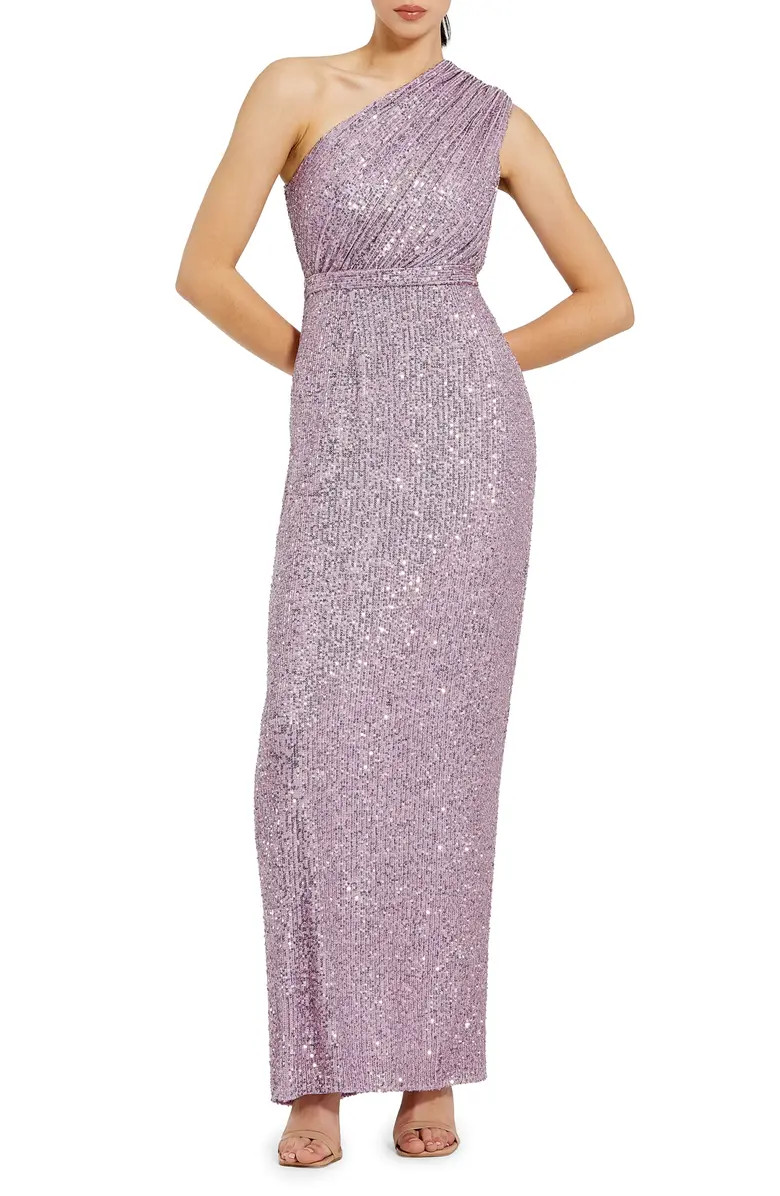 Sequin One-Shoulder Column Gown | Nordstrom