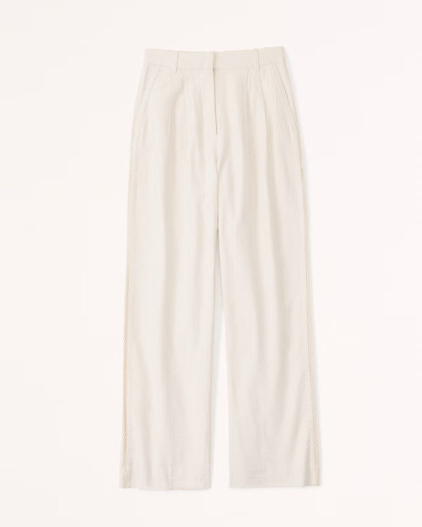Linen-Blend Tailored Wide Leg Pant | Abercrombie & Fitch (US)