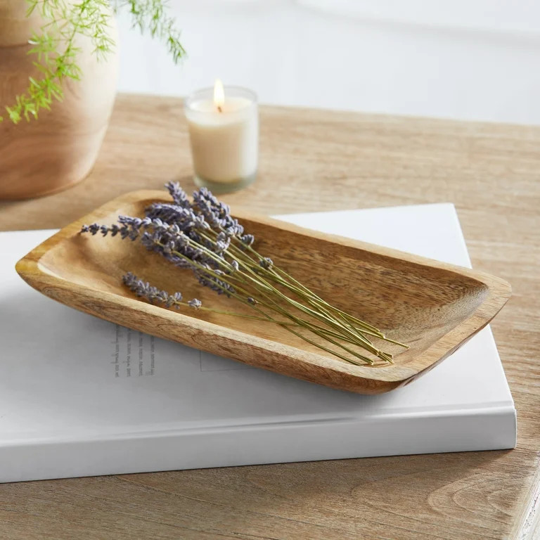 Better Homes & Gardens 12" x 6" Hand Carved Wood Tray by Dave & Jenny Marrs | Walmart (US)