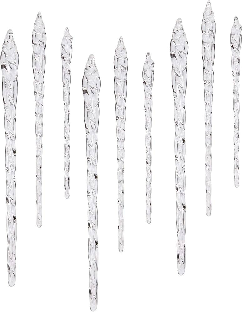 Sea Team Clear Glass Icicles Drops Ornaments for Christmas Tree Decorations, 3.9-5.9 inches, Set of 36 | Amazon (US)
